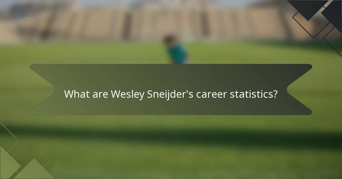 What are Wesley Sneijder's career statistics?